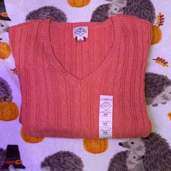 St John's Bay Australian Coral V Neck Pullover Sweater Long Sleeve Women Size 0X - Picture 11 of 11